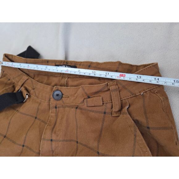 American Bazi L Jogger Pants Brown Grid Techwear Streetwear Cargo Strap Y2K - Picture 5 of 8